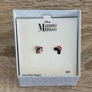 Disney Minnie Mouse Fine Silver Earrings with Red and Black Accents